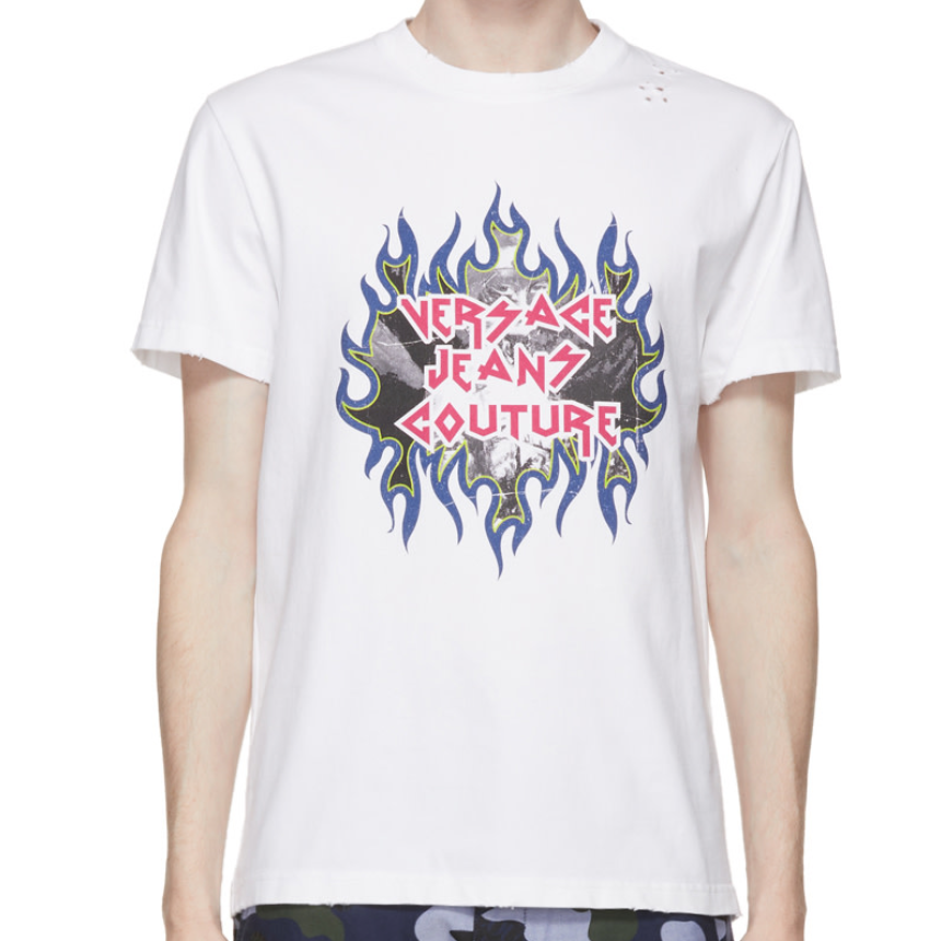 VERSACE JEANS COUTURE White Metal Logo T-Shirt