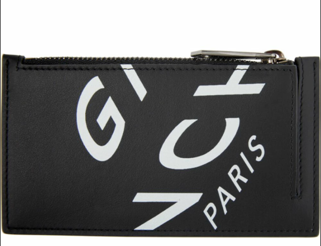 GIVENCHY BLACK & WHITE REFRACTED ZIPPPER CARD HOLDER