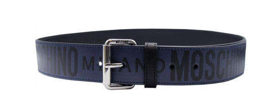 Moschino Allover logo Belt Navy & Black