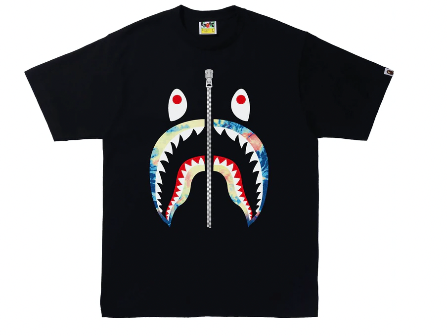 BAPE Tie Dye Shark Tee Black/Multi