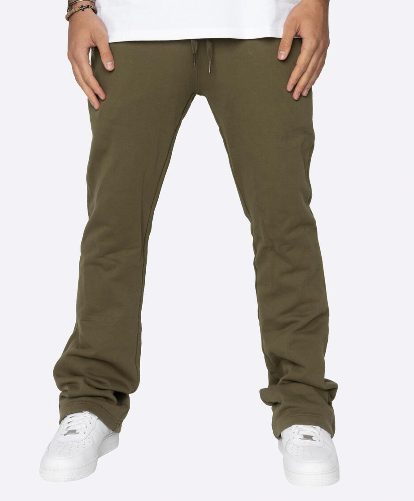FRENCH TERRY FLARE PANTS OLIVE