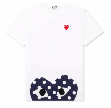 CDG Polka Dot Half Heart Shirt White