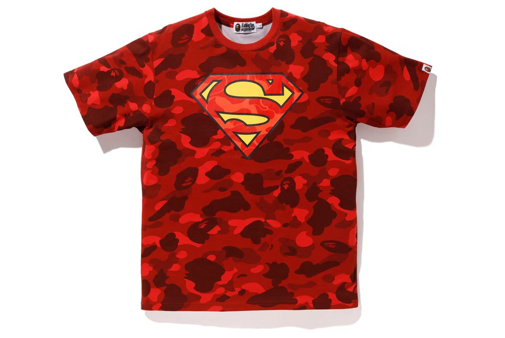 BAPE x DC Superman Color Camo Tee Red