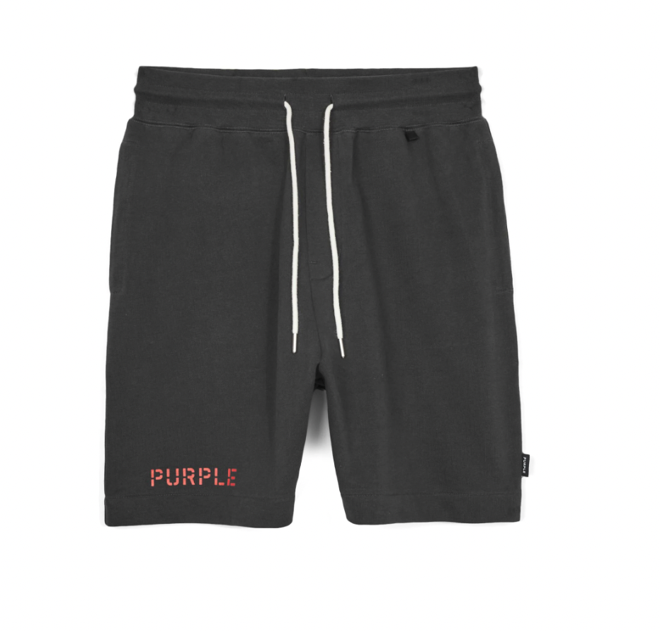 Purple Brand French Terry Black Red Stencil Shorts
