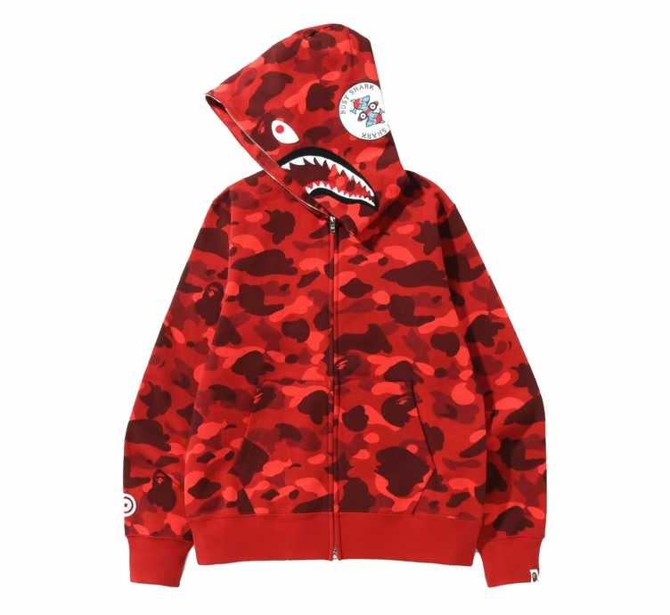 Color camo shark sales full zip hoodie