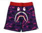 BAPE Crazy Camo Shark Sweat Shorts Purple