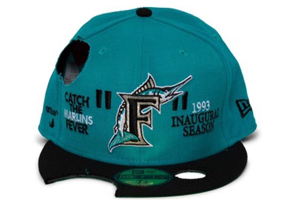OFF-WHITE New Era Miami Marlins Fitted Hat Lake Blue/Black