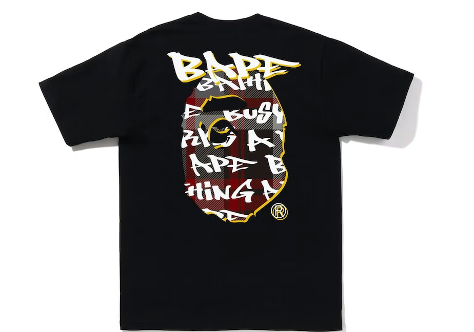 BAPE Graffiti Check Ape Head Tee Black Black