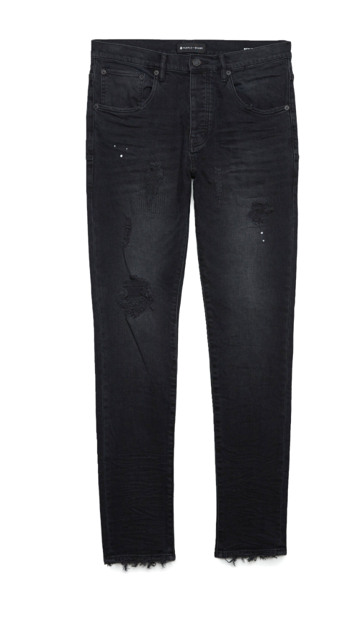Purple Brand Dropped Fit Jeans -Black Mid Rise With Tapered Leg