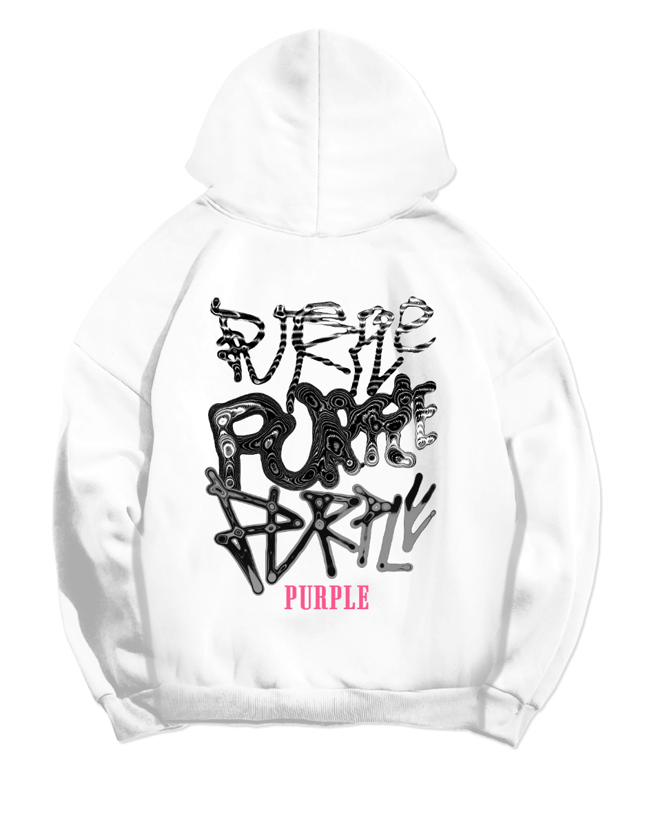 Purple Brand French Terry Po Hoody Distorted Reverse Brilliant White