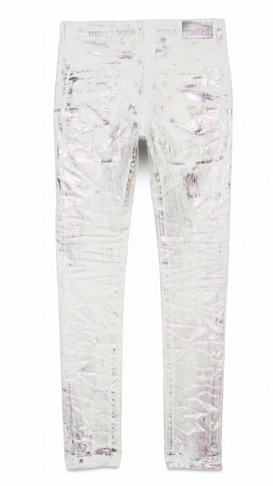 Purple Brand White X Ray Iridescent Wave Foil Jeans