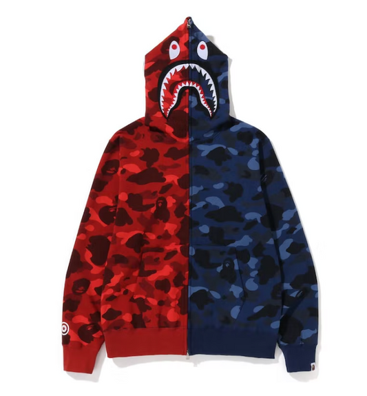 BAPE Color Camo Shark Full Zip Hoodie (FW22) Red Navy