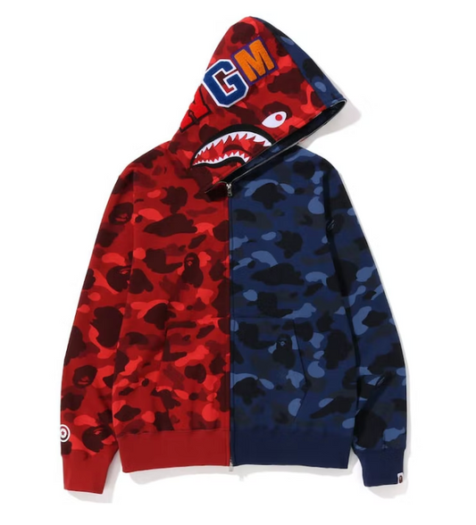 BAPE Color Camo Shark Full Zip Hoodie (FW22) Red Navy