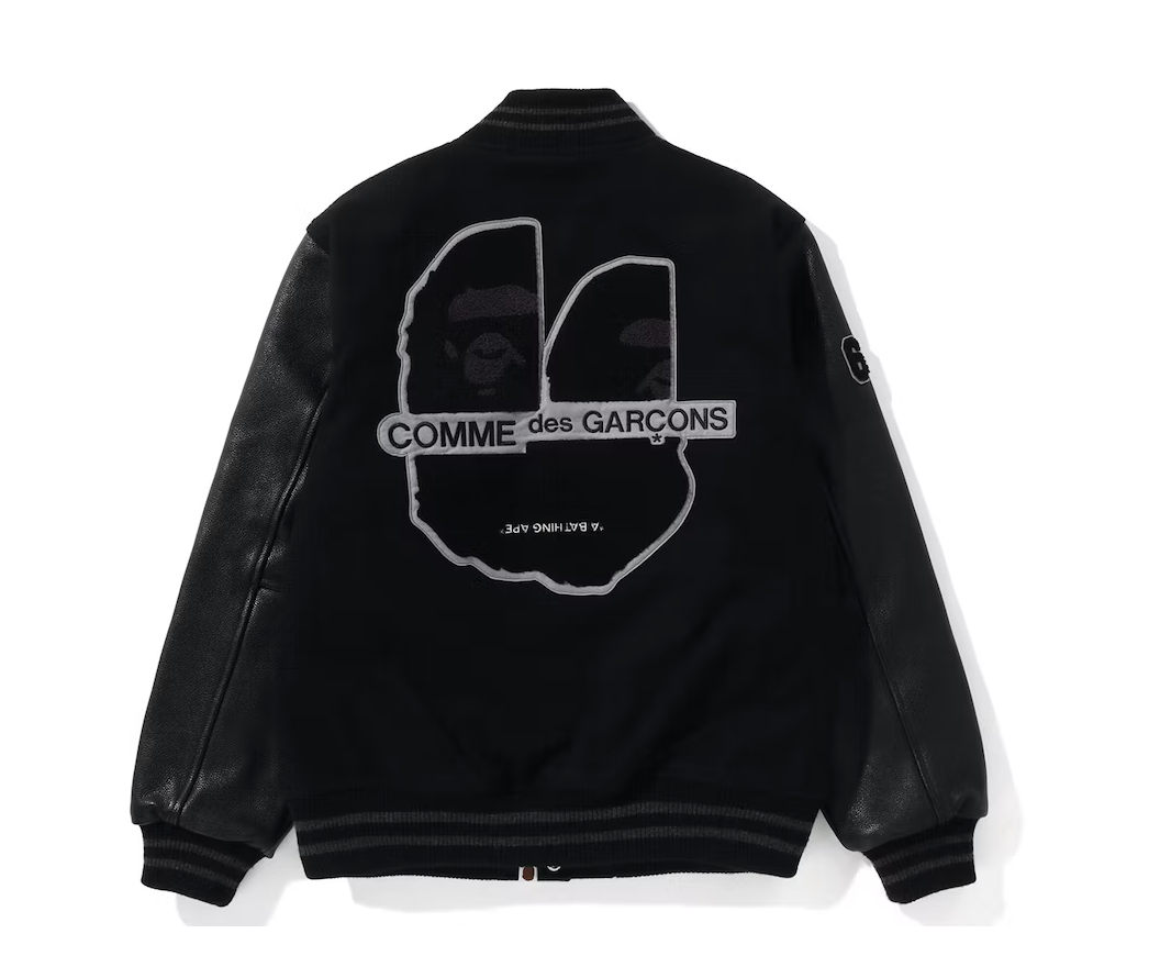 BAPE x Comme des Garcons Osaka Exclusive Varsity Jacket Black