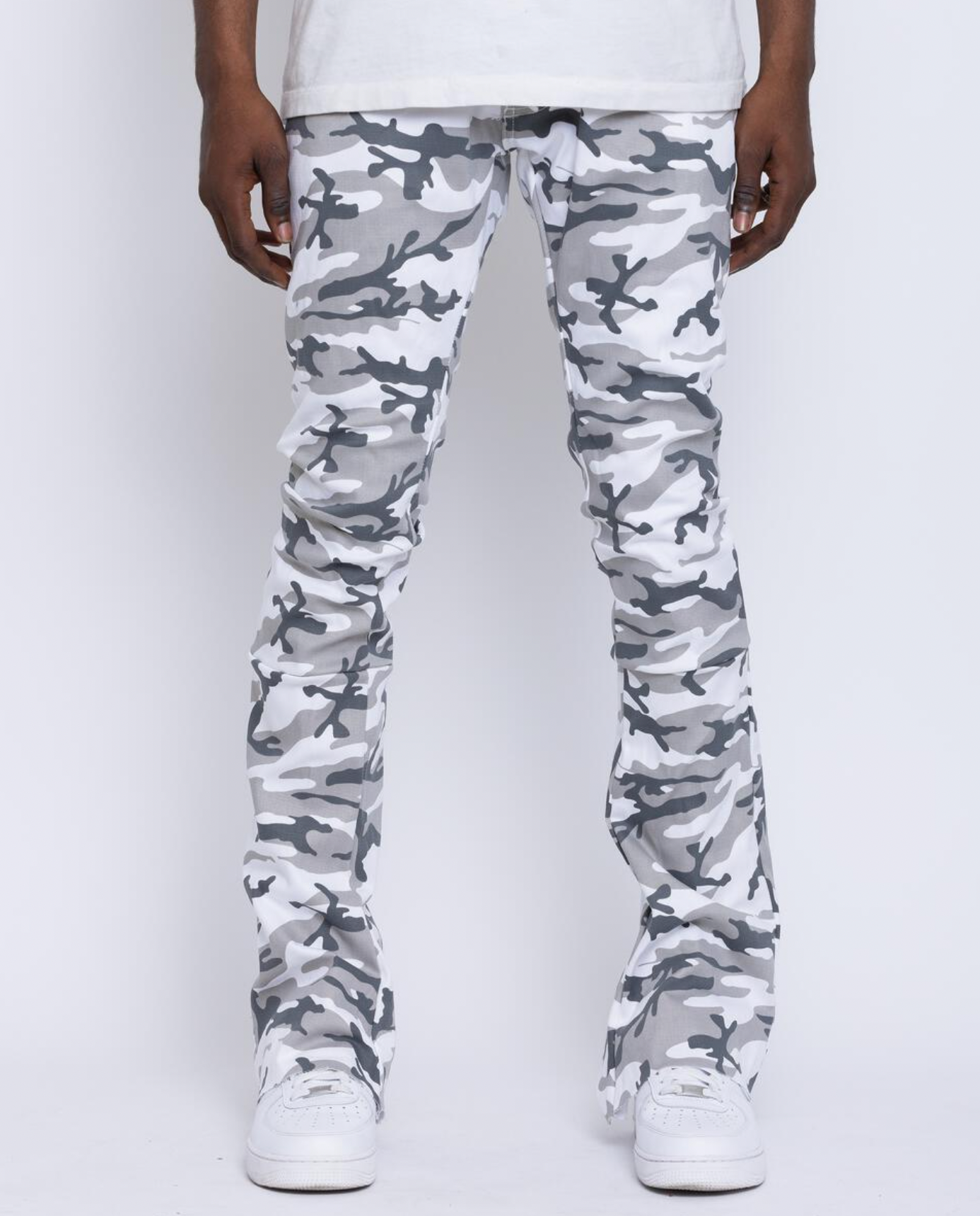 Golden Denim Stacked Flare Jeans Snow Camo