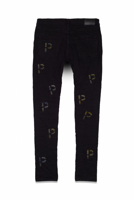 Purple Brand Black Indigo Embroidery Punch P Plaid Denim