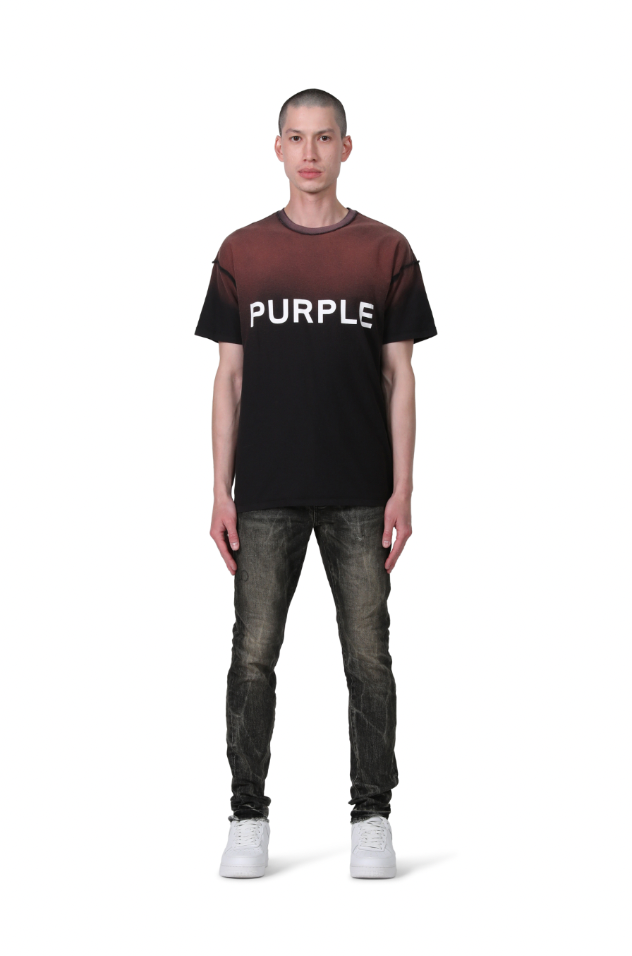 Purple Brand Washed Black Tie Acid Denim