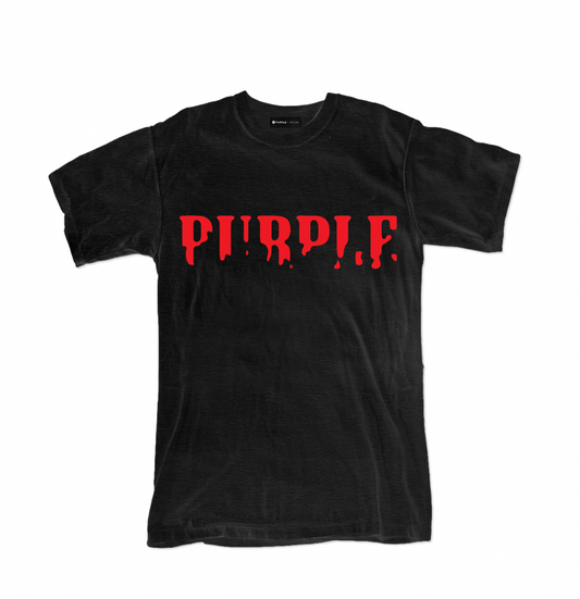 Purple Brand Textured Jersey Inside Out Tee Black With Red Text
