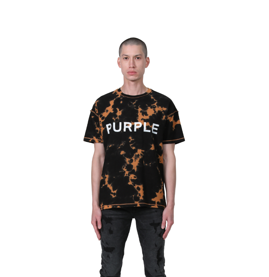 Purple Brand Textured Jersey Inside Out Tee Spotted Bleach