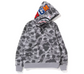 BAPE Honeycomb Camo Shark Full Zip Hoodie Grey