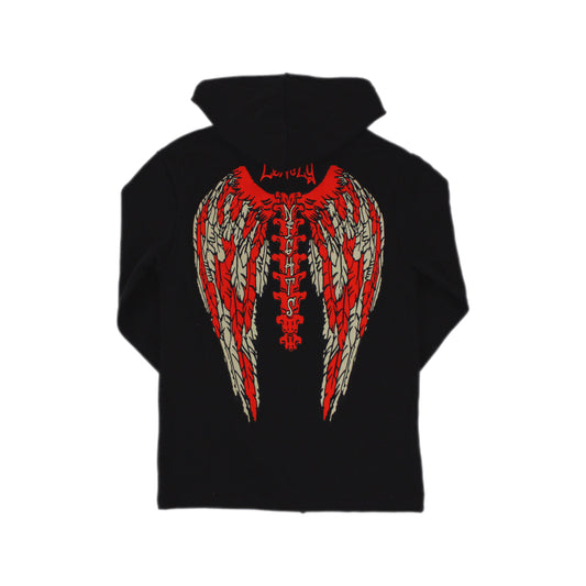 Lonely Nights Mic Hoodie Black and Red