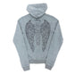 Lonely Nights Rhinestones Zip-Up Hoodie Grey