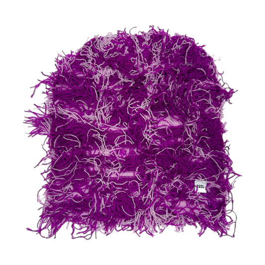 EVOL Loose Knit Allover Beanie Purple/White
