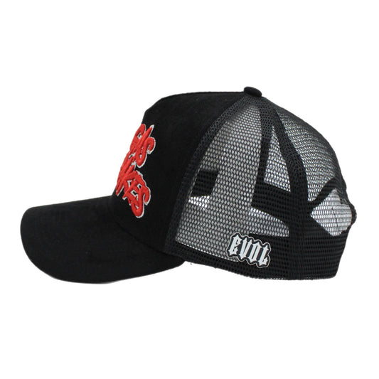 EVOL All Gas No Breaks Suede Trucker Hat Black/Red