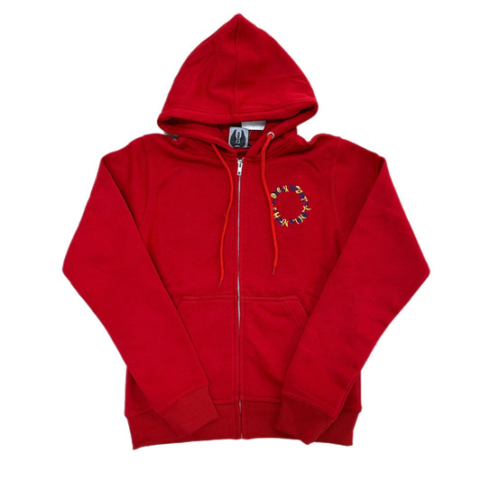 Lonely Nights Zip-Up Hoodie Red/Navy/Yellow
