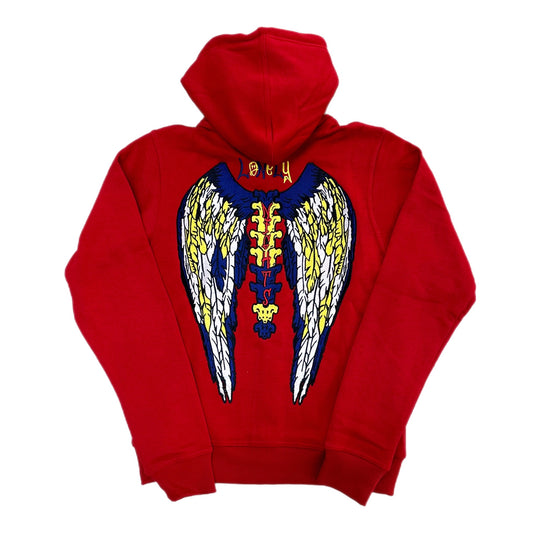 Lonely Nights Zip-Up Hoodie Red/Navy/Yellow