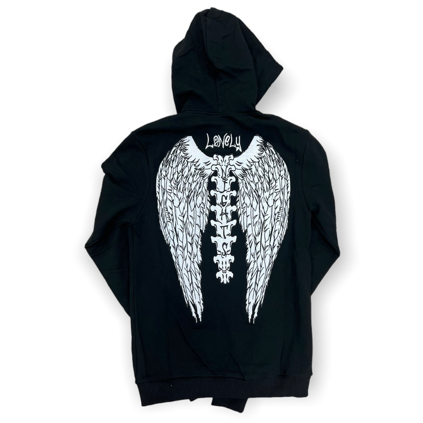 Lonely Nights Classic Zip Up Hoodie Black and White LNC