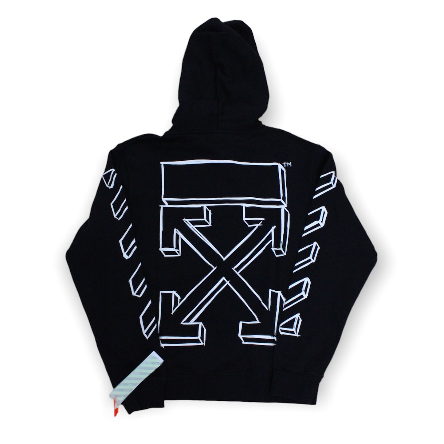 Off white black hoodie arrow outline hoodie