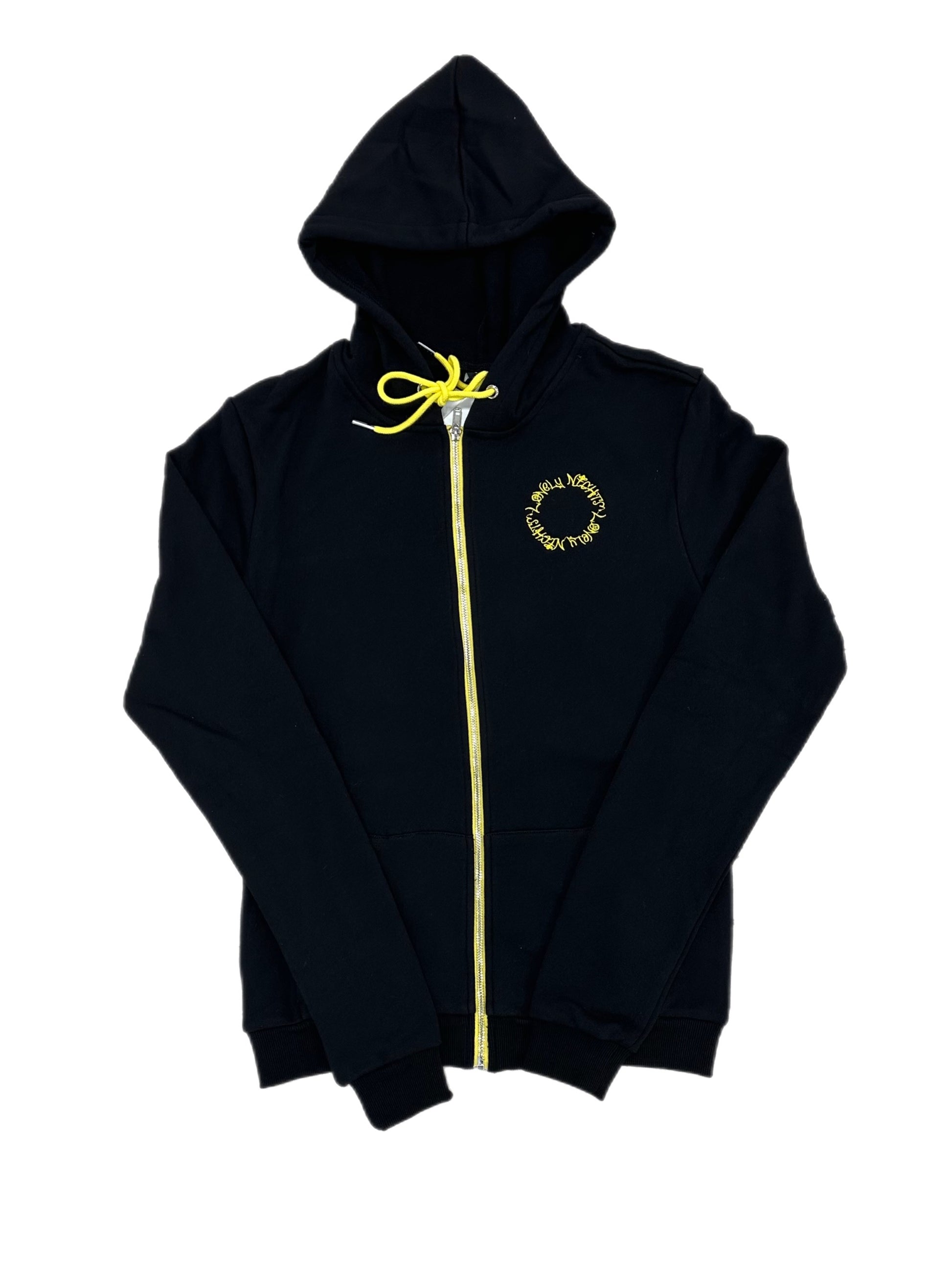 Lonely Nights Zip Up Hoodie Black Yellow LNC Upper Level 916