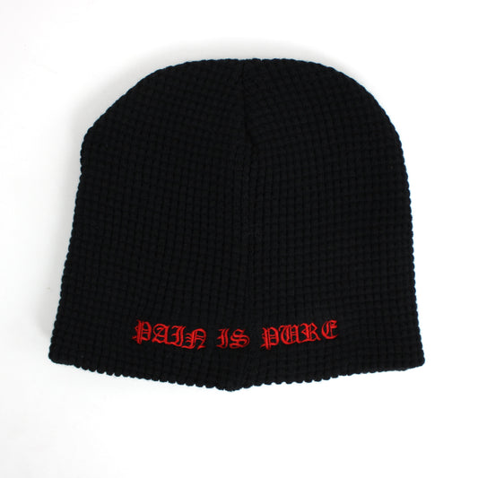 Pain Is Pure 'Pure' Logo Textured Beanie Black/Satin Red