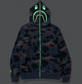 Bape Grid Camo Shark Glow Full Zip Hoodie
