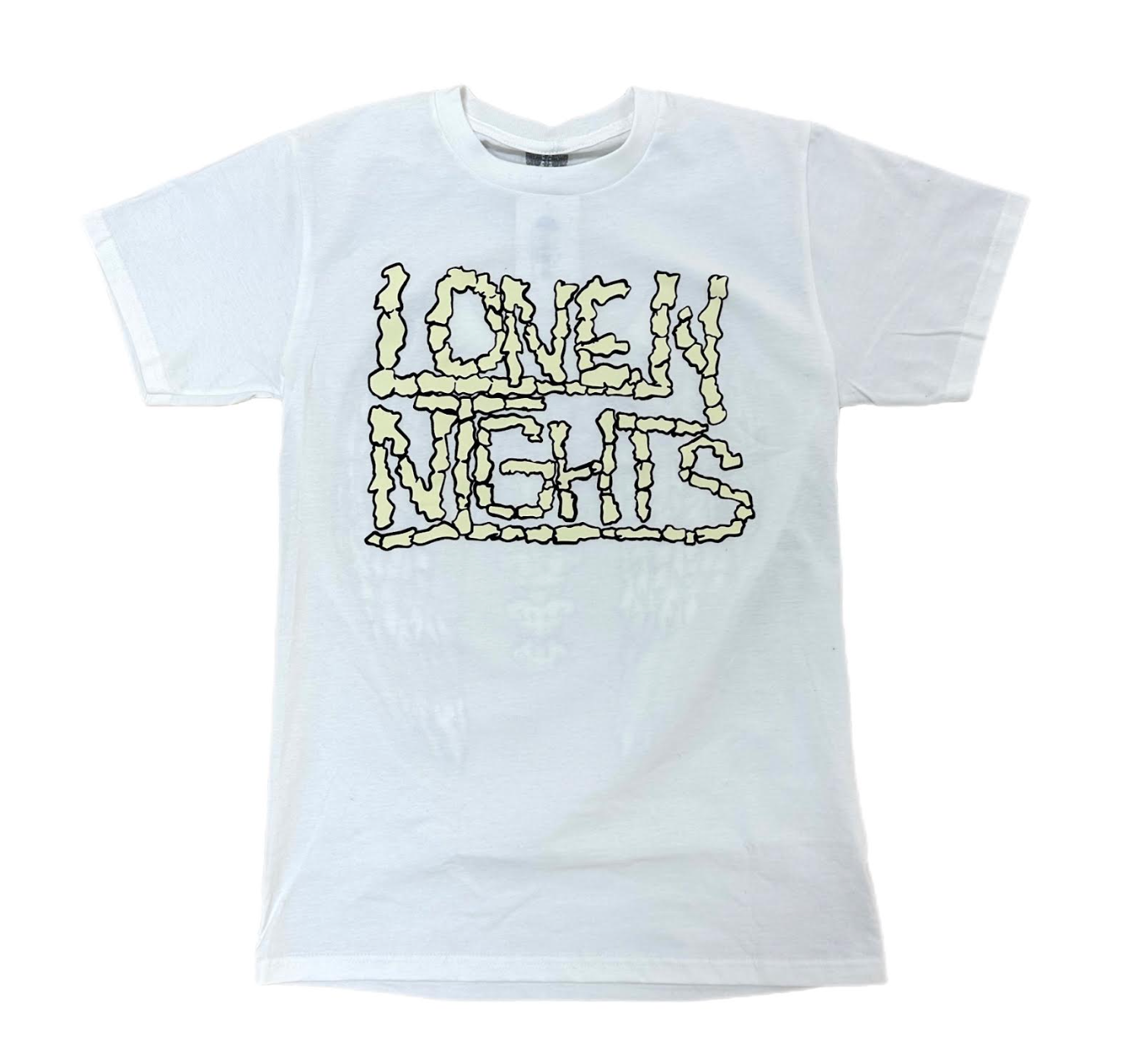 LONELY NIGHTS BONE LETTERS WINGS TEE WHITE