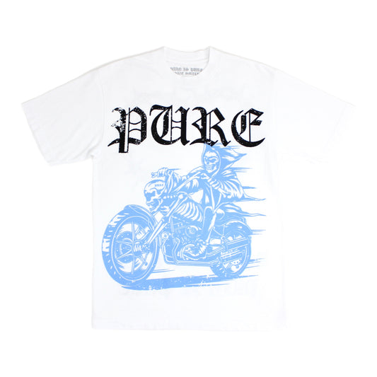 PAIN IS PURE REAPERS CLUB BIKER PURE TEE WHITE/BLUE