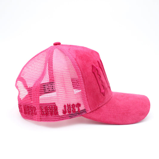 EVOL New Font Trucker Hat Hot Pink/Pink (Suede Edition)