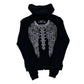 Lonely Nights Rhinestone Zip-Up Hoodie Black