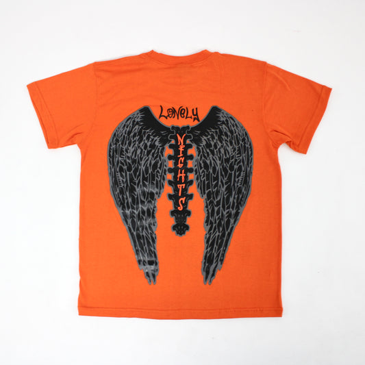 Lonely Nights Multi Logo Wings Tee Orange