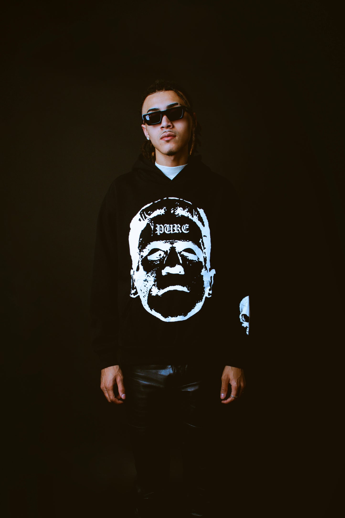 Pain is Pure "WE ARE ALL MONSTERS" Frankenstein Hoodie Black White