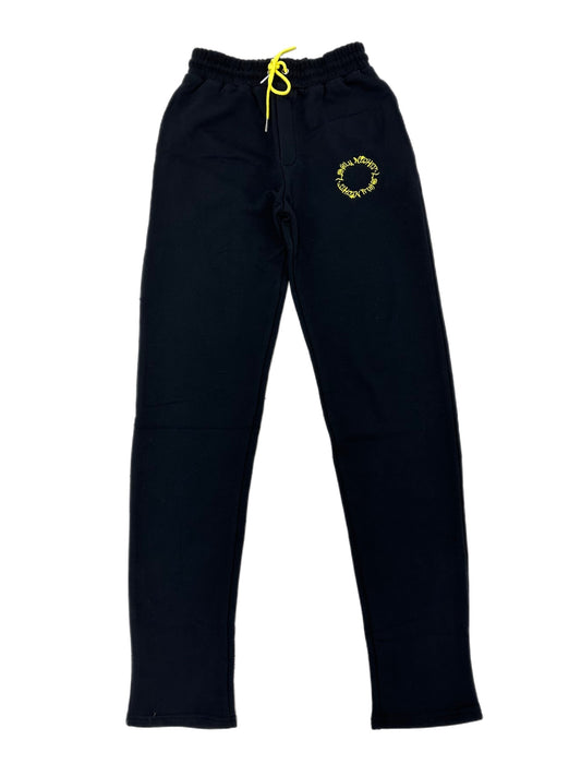 Lonely Nights Circle Logo Sweatpants Black/Yellow LNC