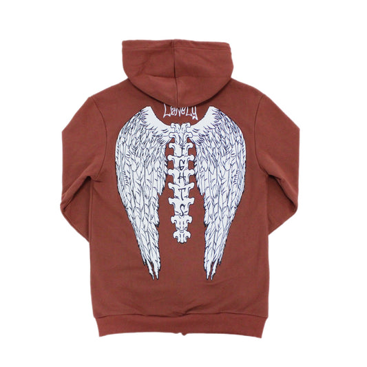 Lonely Nights Zip Up Classic Brown and White Hoodie