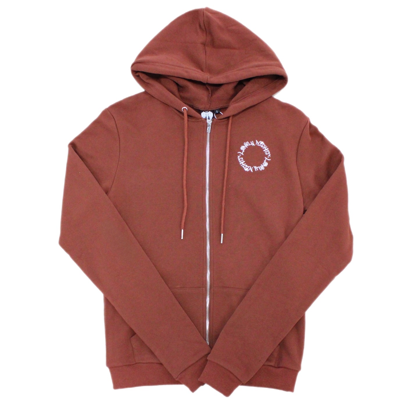 Lonely Nights Zip Up Classic Brown and White Hoodie