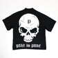 PAIN IS PURE 'PURE' LOGO SKULL MOCK-NECK TEE BLACK/WHITE