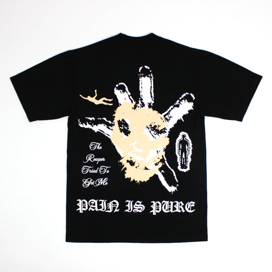 PAIN IS PURE THE REAPER ALMOST GOT ME TEE BLACK/CREAM