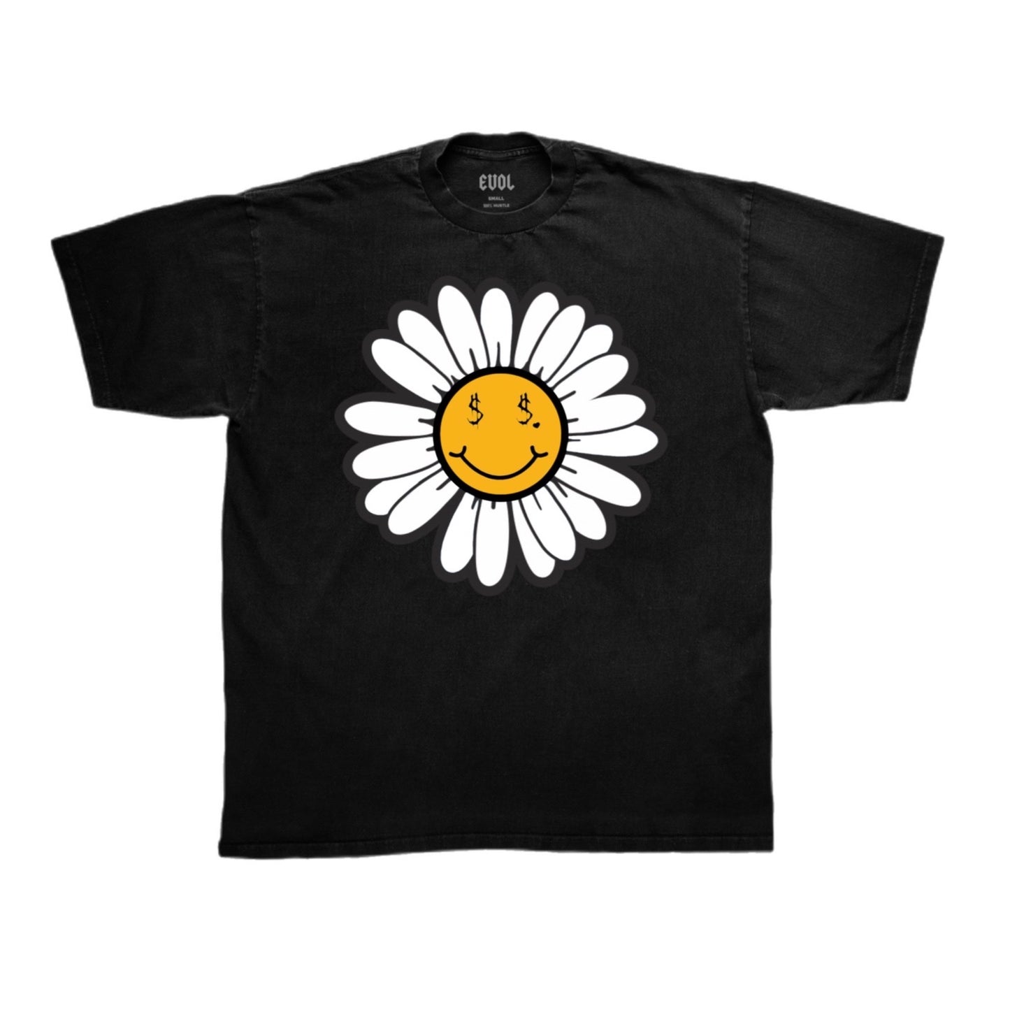 EVOL F*CK PEACE FLOWER TEE BLACK AND  YELLOW