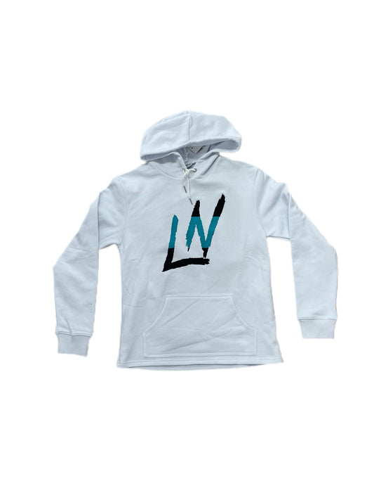 Lonely Nights 'LN Logo' Hoodie White/Teal LNC